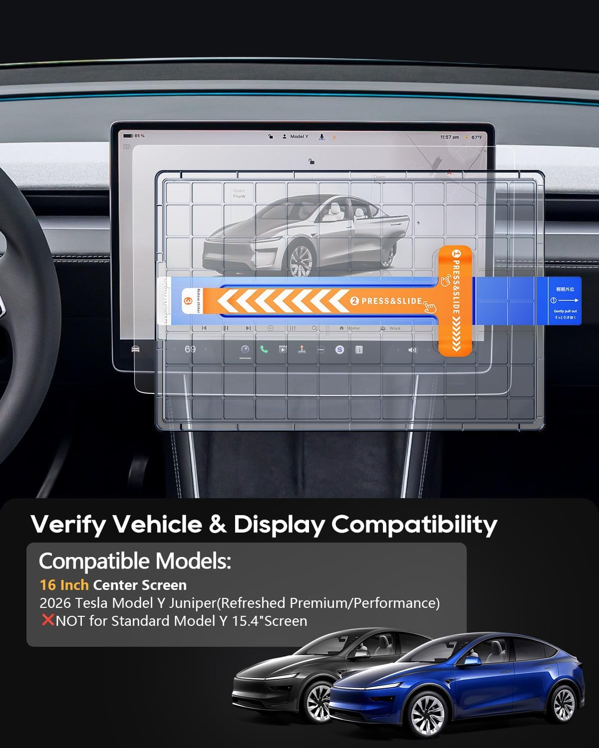 2026 Tesla Model Y Screen Protector 16" for Refreshed Juniper Premium/Performanc
