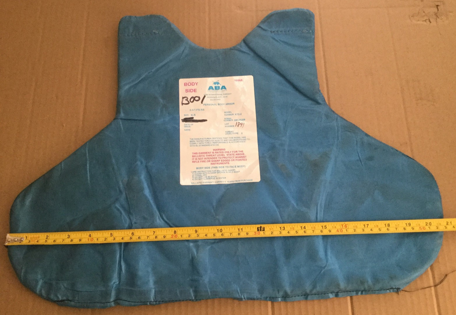 bullet proof  lvl II body armor ballistic armor in fair to good Xlarge 56889