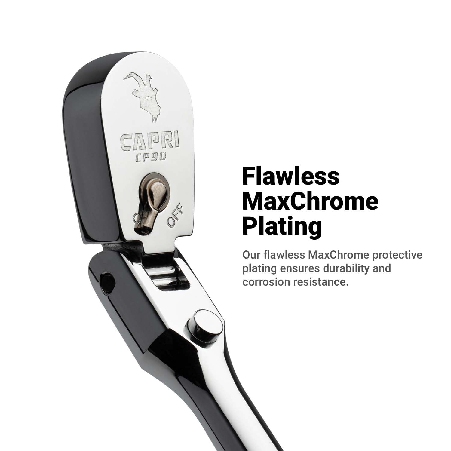 Capri Tools 3/8 90-Tooth Flex-Head Ratchet Chrome