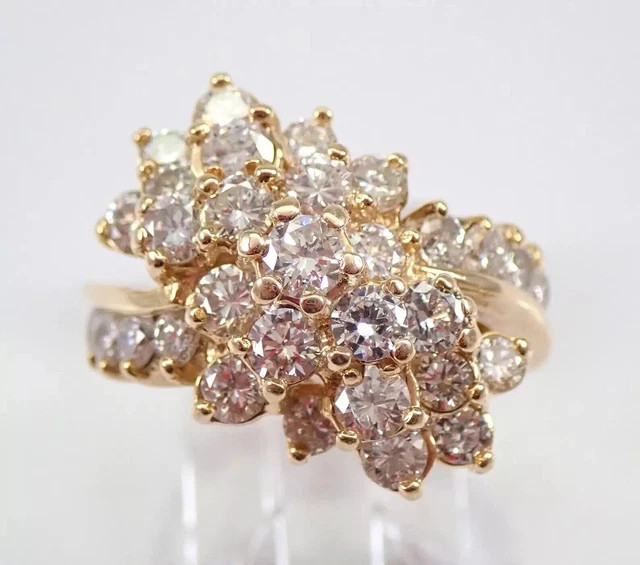 Lab-Created 3Ct Round Cut Diamond Women's Wedding Ring 14k Yellow Gold Plated