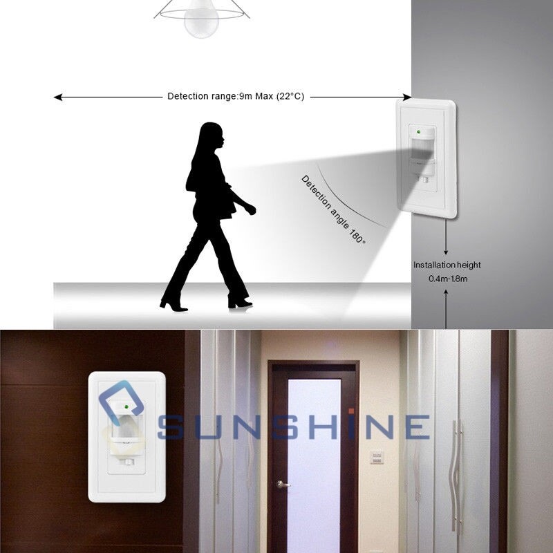110V Automatic PIR Occupancy Motion Sensor Light Switch Auto On/Off Infrared