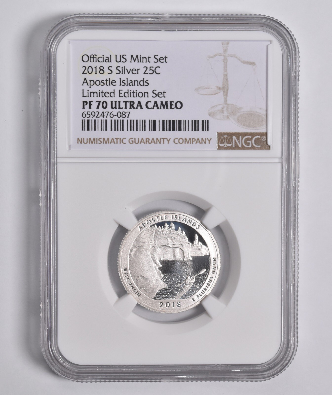 2018-S Silver Apostle Islands Quarter Limited Edition PF70 UCAM NGC