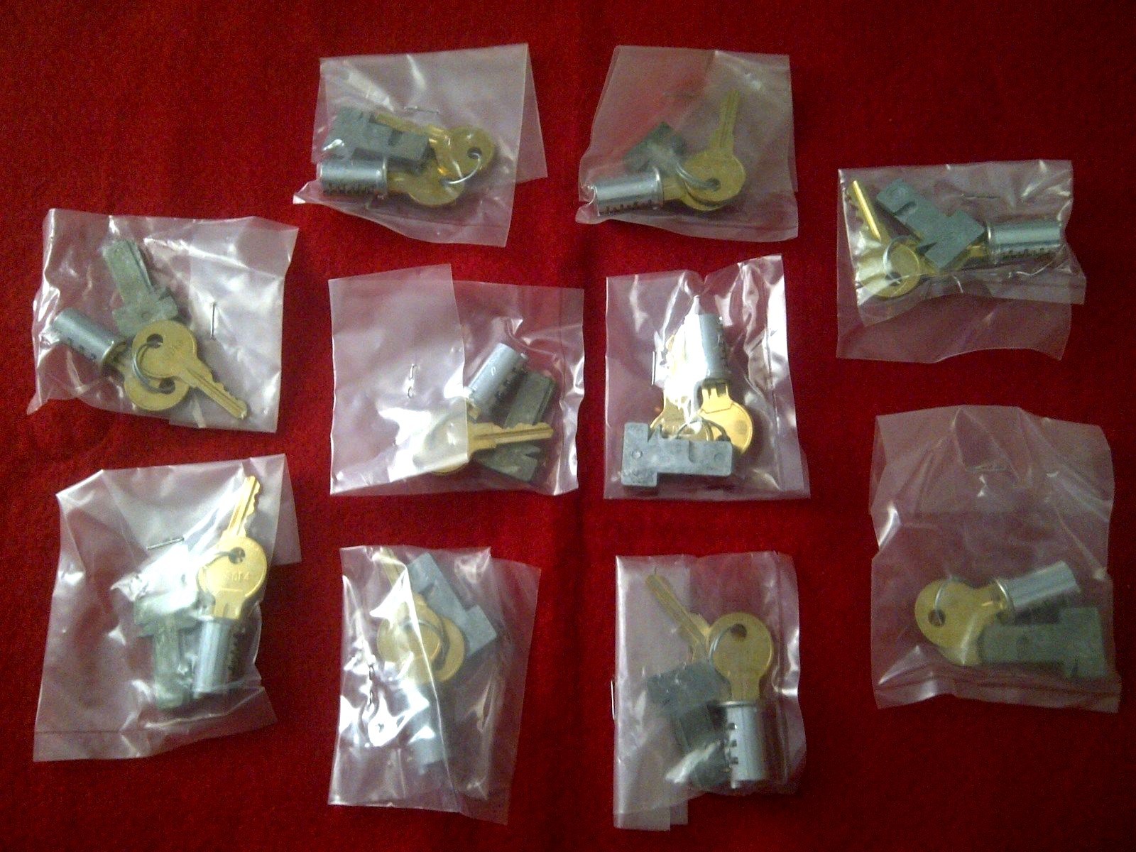 (10 Different Lock #s) Metal Desk Drawer T-Bolt Lock Key Lot