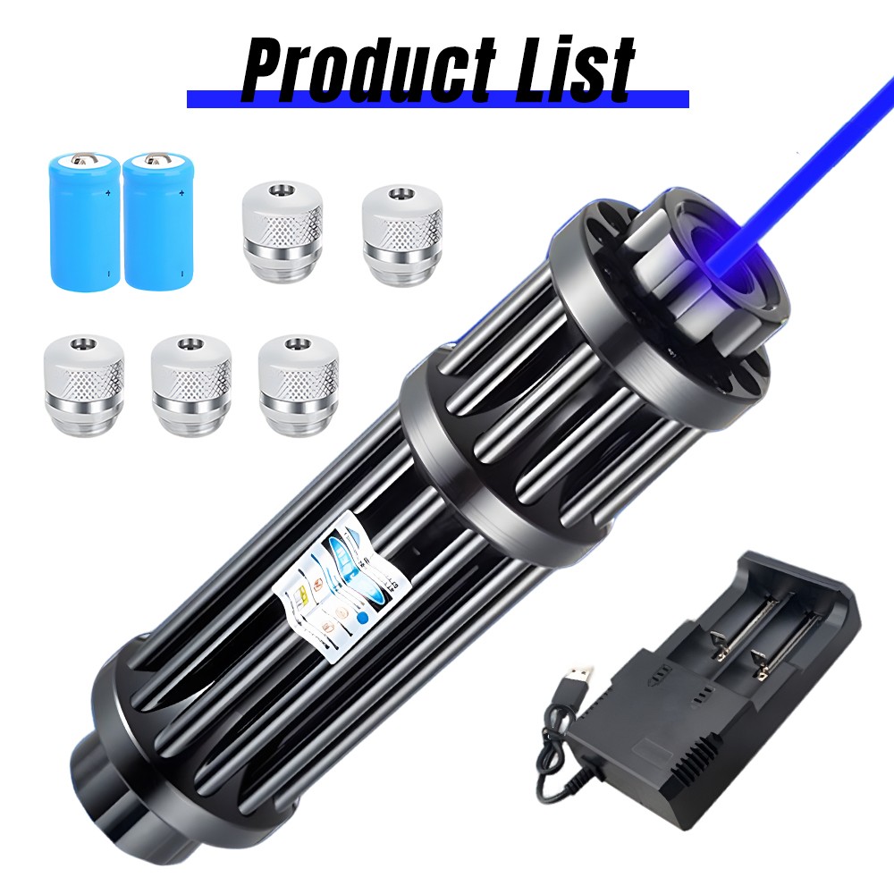 10Watt High Power Blue Burning Light Pointer Visible Dot Torch Laser Adjustable