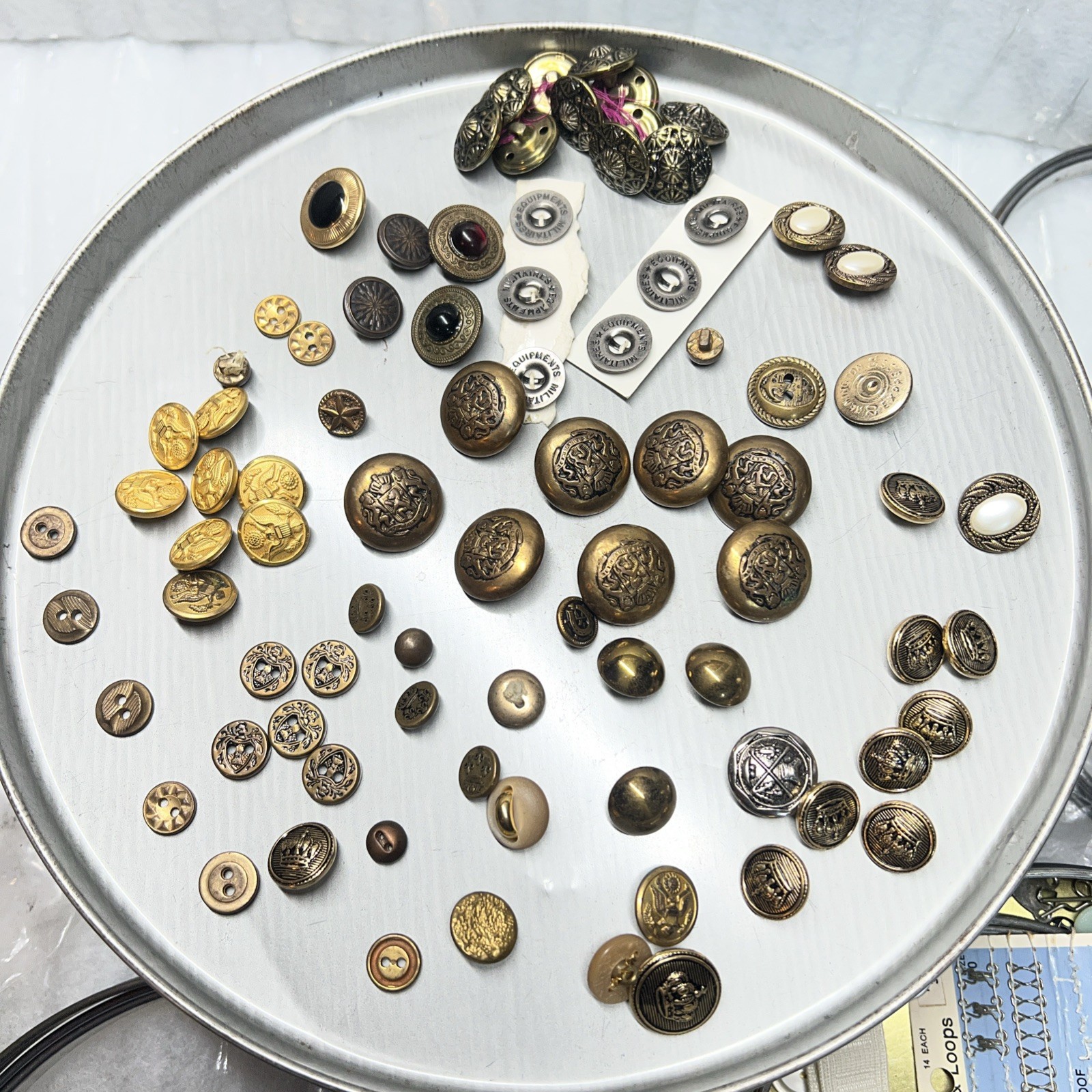 75 Vintage US Army, Navy, Marines Buttons & Misc British Crown