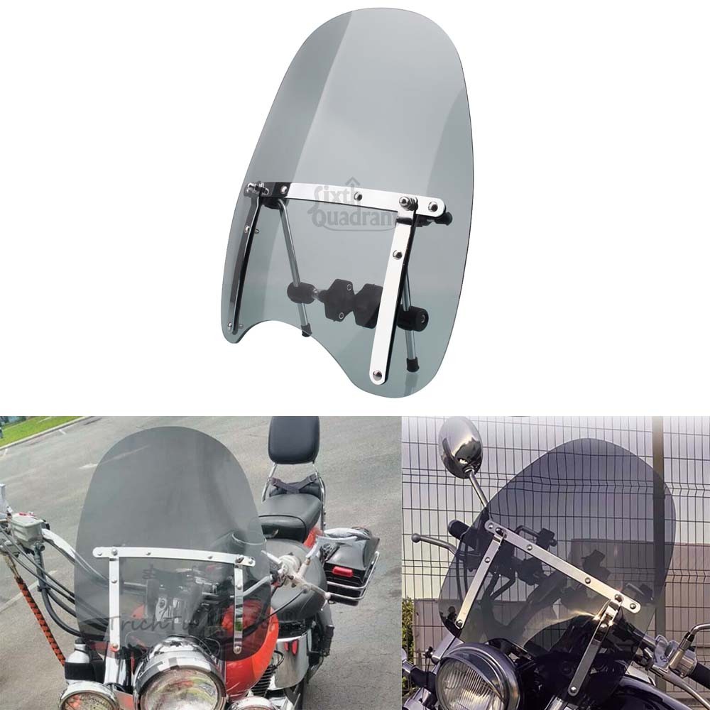 17"x15" Smoke Windshield Windscreen For Honda Shadow 1100 VLX 600 ACE 750 1100