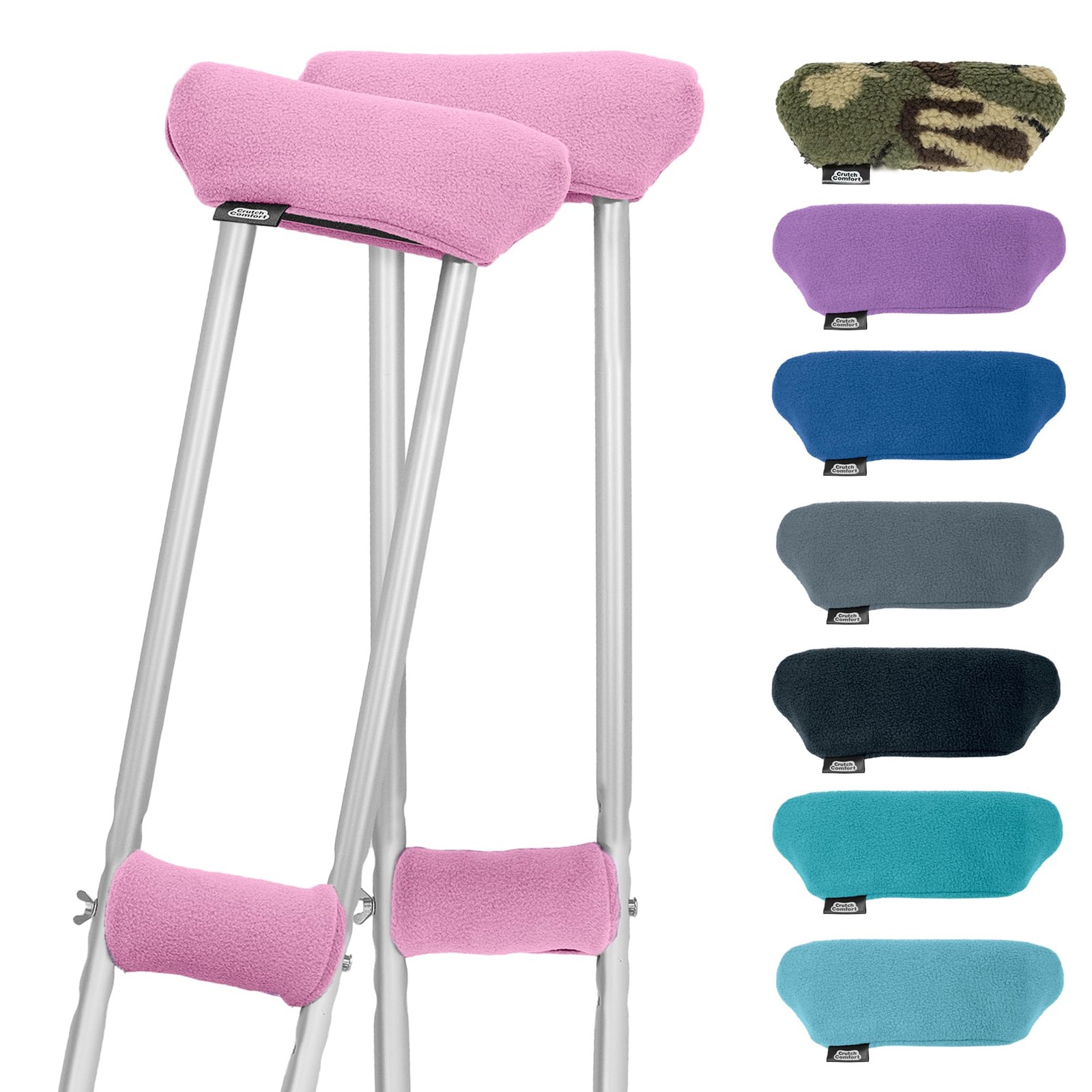 Deluxe Soft Fleece & Foam Crutch Accessory Set Pink