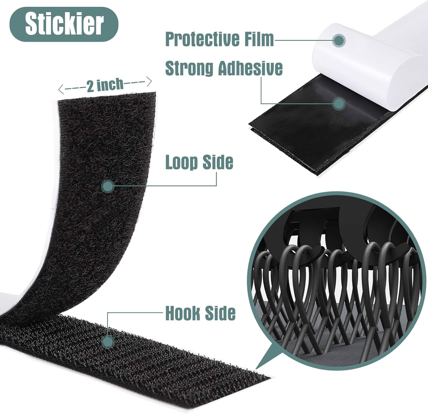 Pro 27Ft x 2In Hook and Loop Fastener Tape - Perfect for Home & Craft Projects