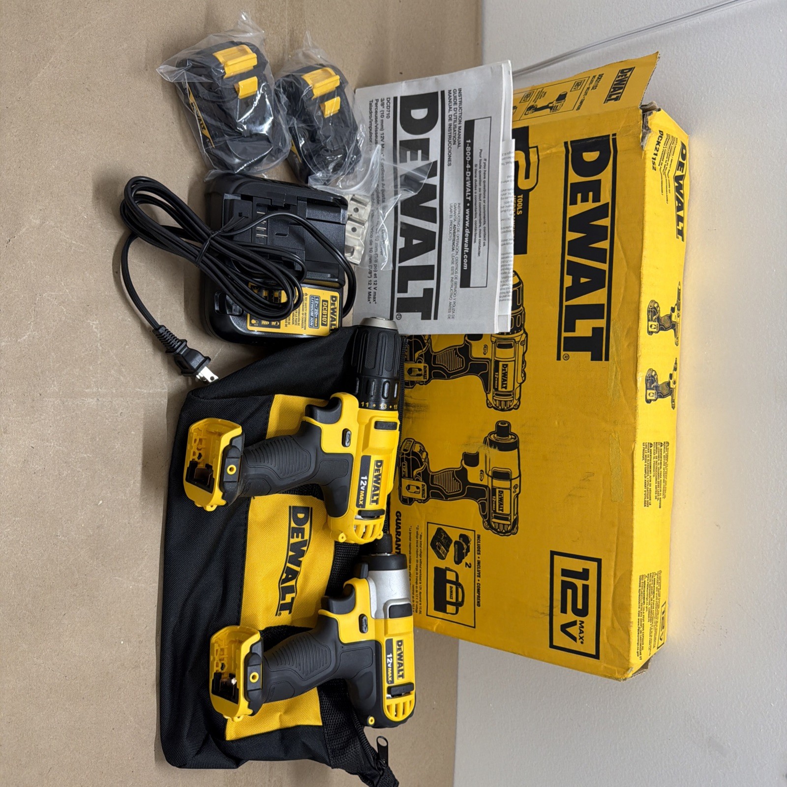DEWALT DCK211S2 12V MAX* Lithium-Ion Drill/Driver & Impact Driver Combo Kit