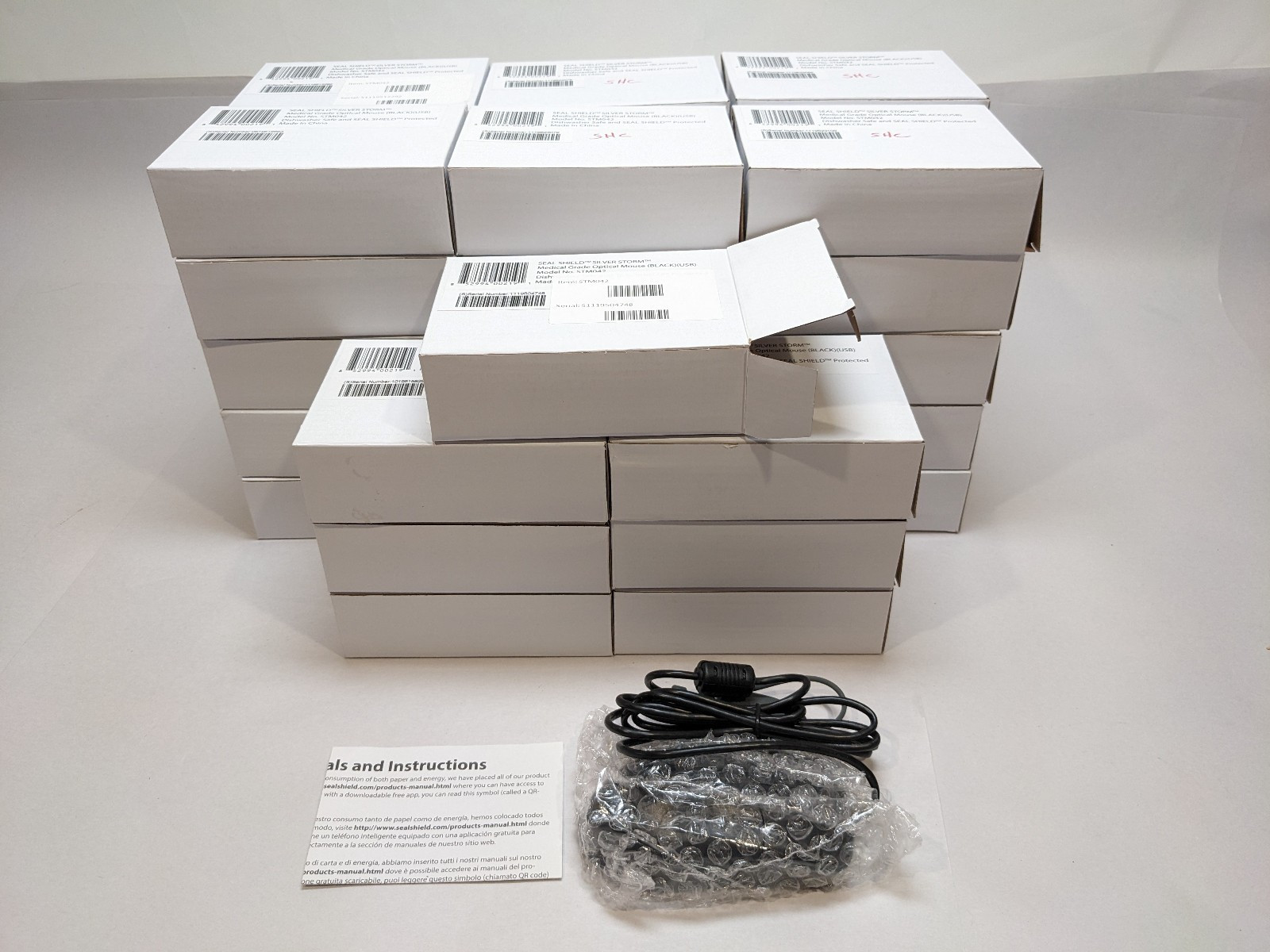 (2) Medical Grade Optical Mouse Dishwasher Safe Seal Shield Silver Storm STM042