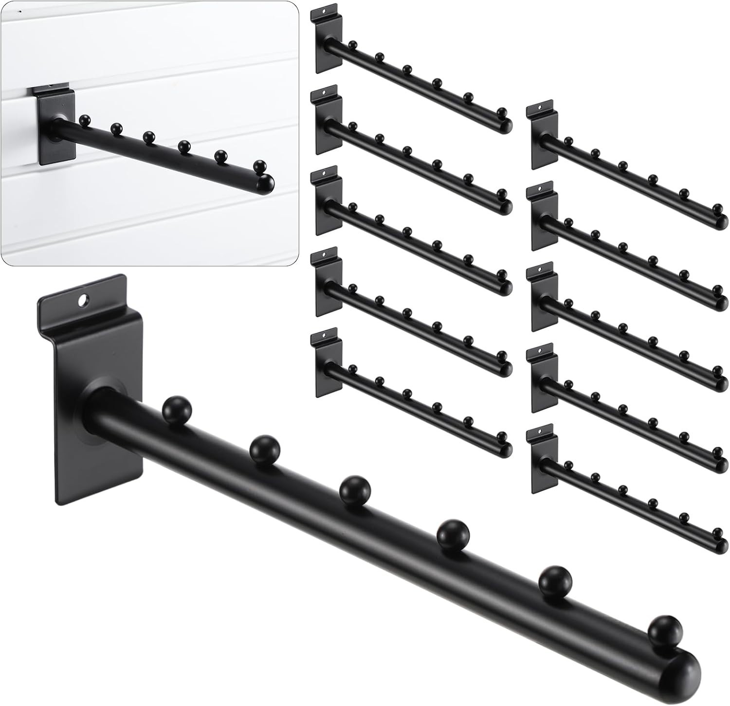 Waterfall Hooks for Slatwall Panel Metal Hangers Black Display Accessories 10...