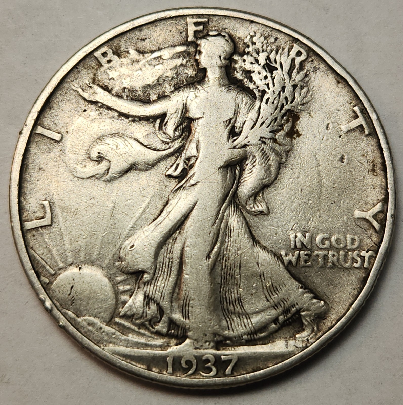 1937 P Walking Liberty Half Dollar 90% Silver 50c US Coin Fine Walker WL-37BF