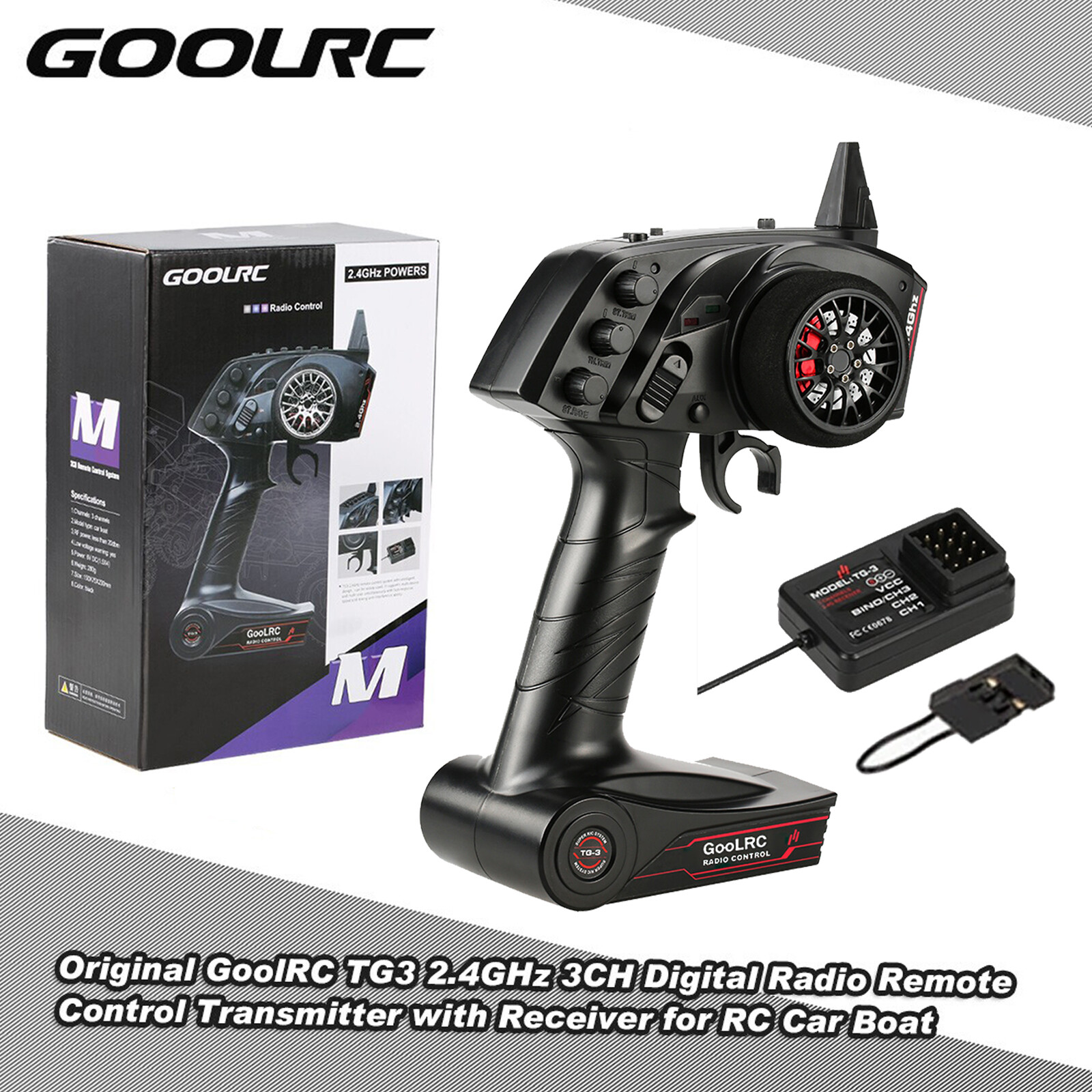 GoolRC TG3 Radio Remote Control Transmitter W/Receiver For RC Car Boat Toys A4U2