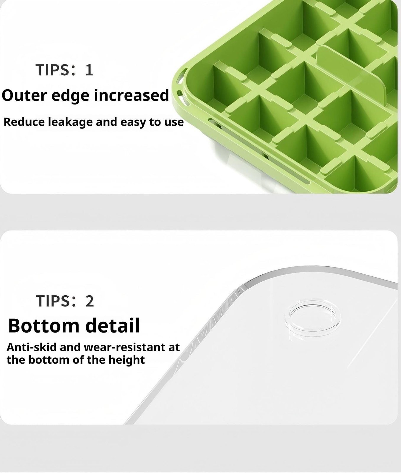 Transparent green double press ice box - large capacity plastic ice tray for ...