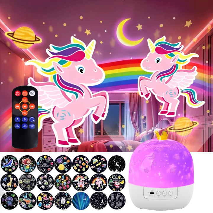 Projector Night Light for Kids + 21 Sets of Films, Kids Night Light Projector