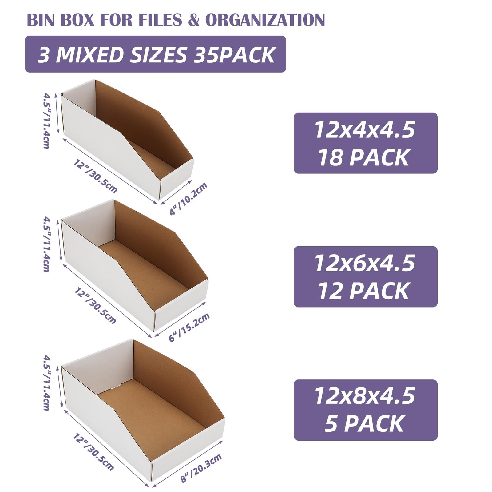 EXYGLO Cardboard Storage Bins Assorted Sizes, 35 Mixed Pack Cardboard Boxes,1...