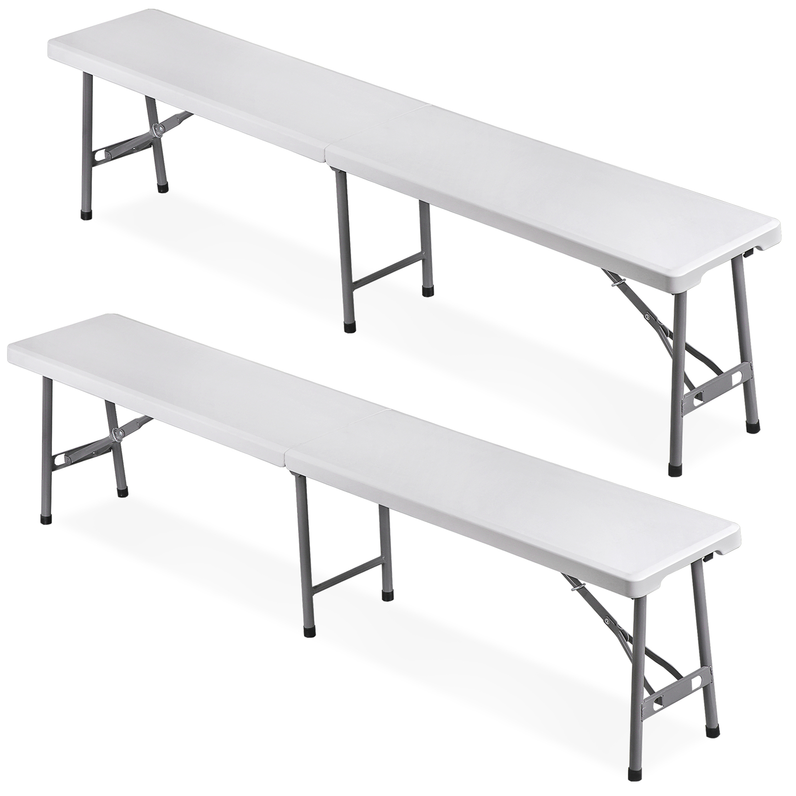 2PCS 6ft Foldable Plastic Bench Portable Outdoor Seating for Picnic with Handle