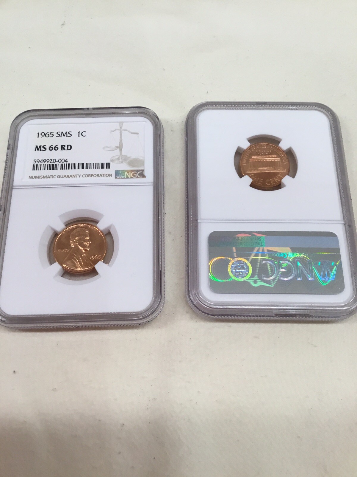 1965 SMS Lincoln Cent certified MS 66 RD by NGC!