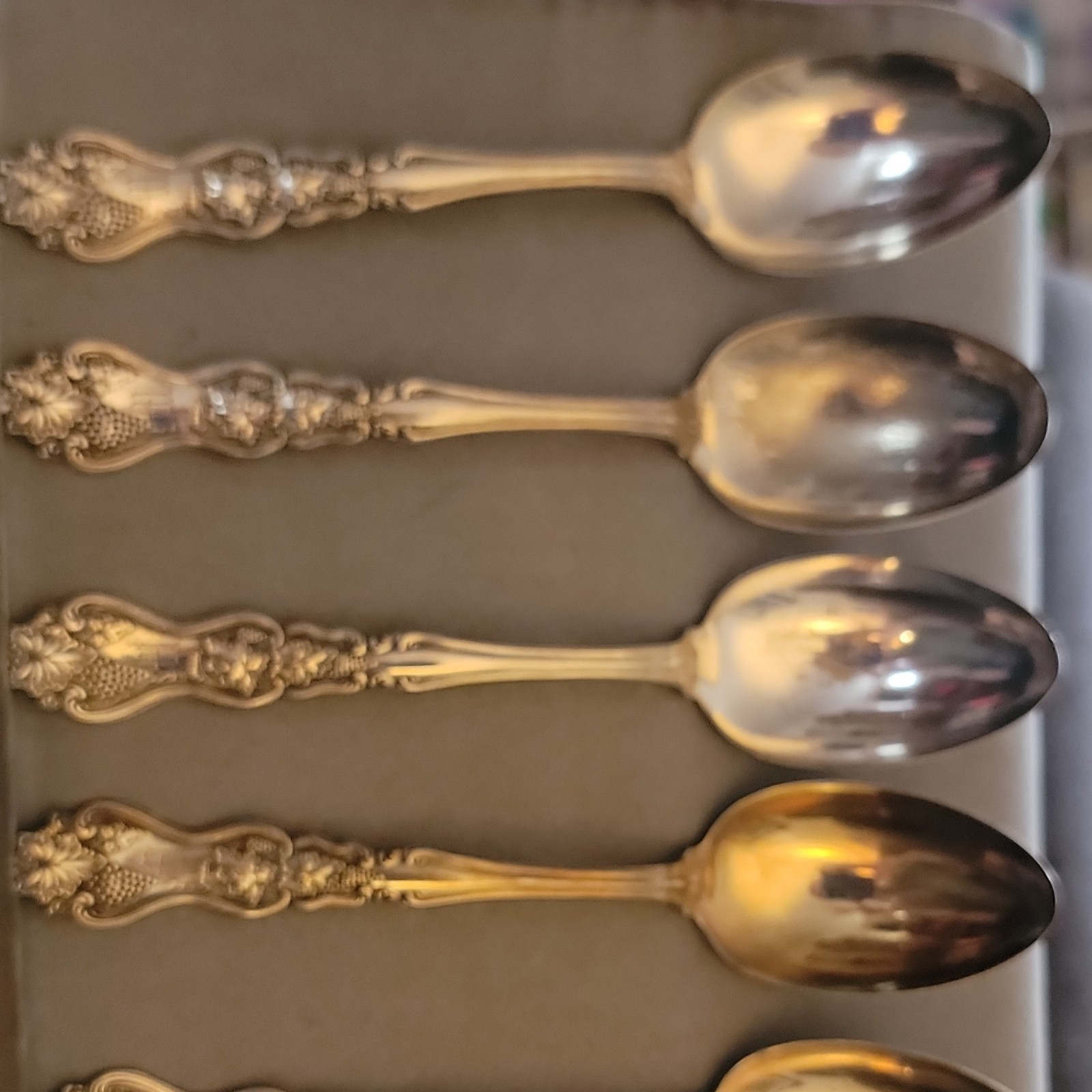 Vintage Wm Rogers & Son ARBUTUS Silverplate Serving Tablespoons 1908 Set of 5 8"