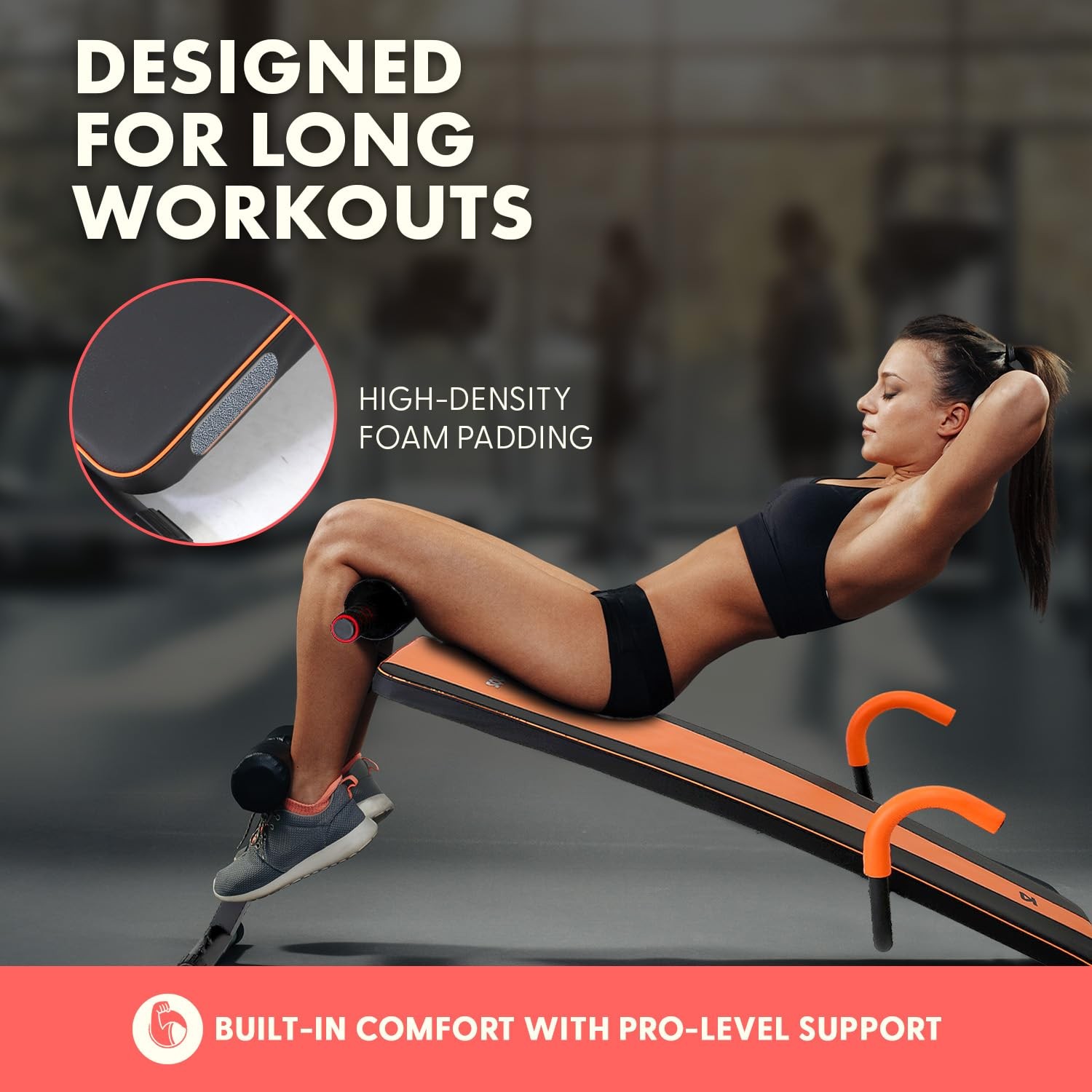 Adjustable Decline Sit-Up Bench for Abs with Handrail, Five Level Abdominal B...