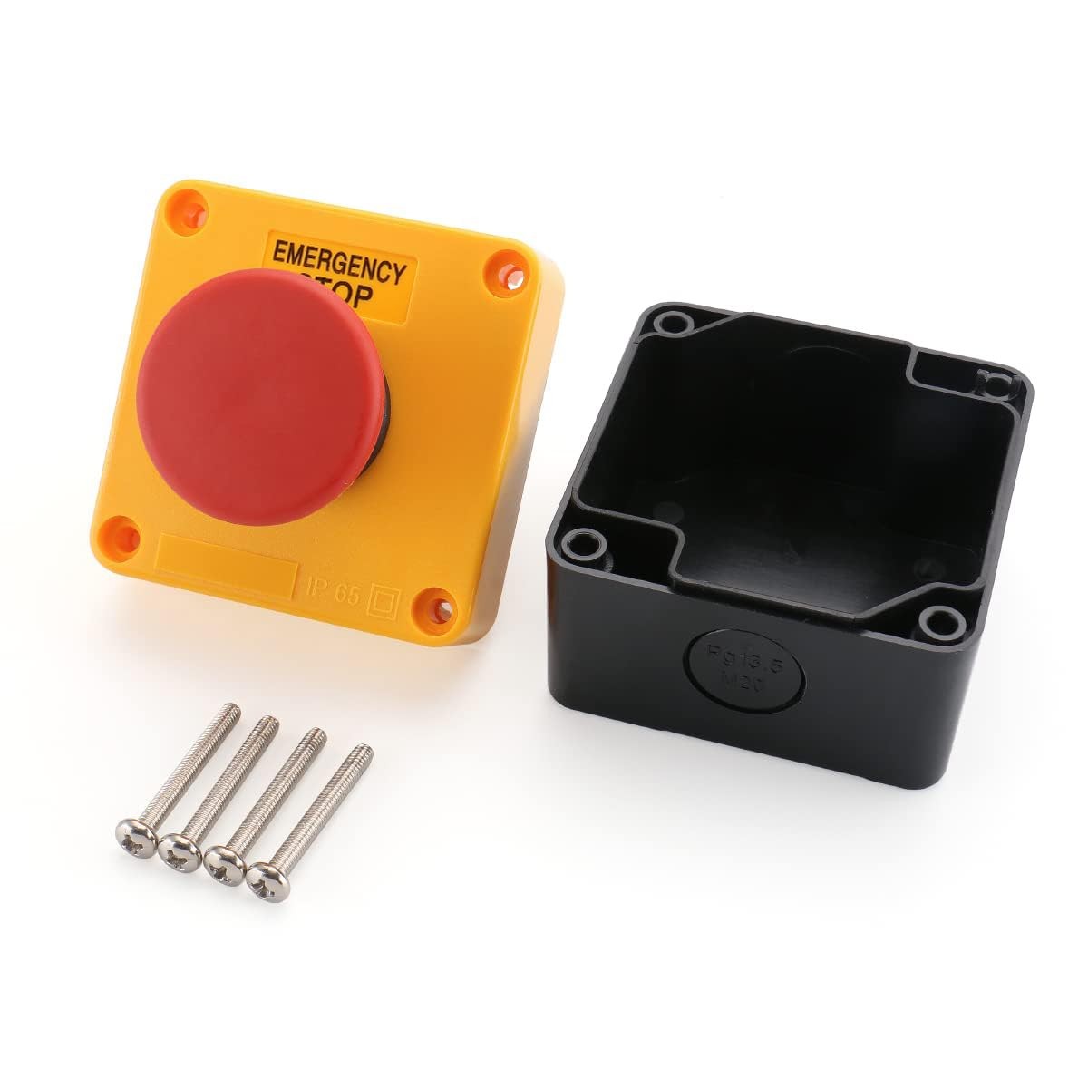 Red Emergency Stop Push Button Switch Momentary Weatherproof 660V with Box