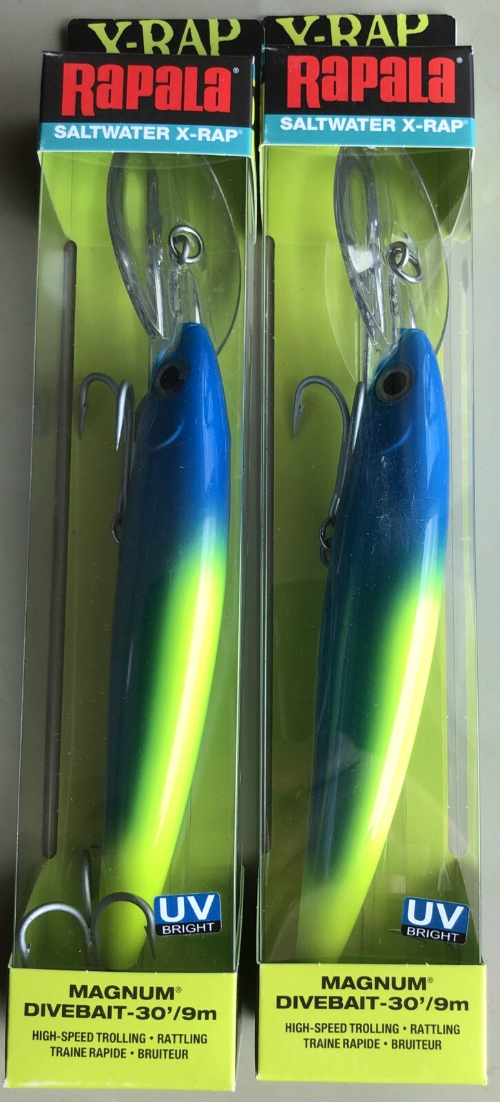 2 Rapala X-Rap Magnum 30 Yellow Fusilier UV Fishing Lure XRMAG30YFU S5
