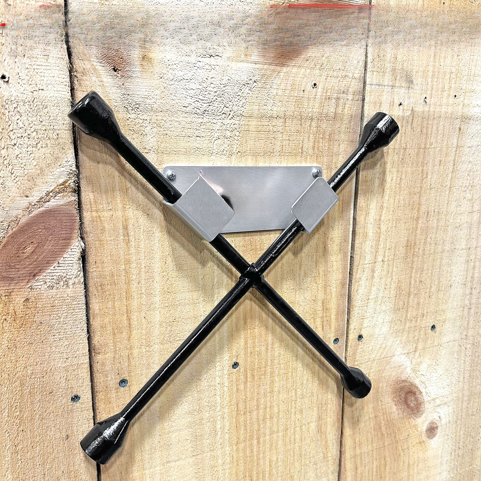 Aluminum 4-Way Lug Nut Wrench Holder Bracket, Wall or Toolbox Mount Storage
