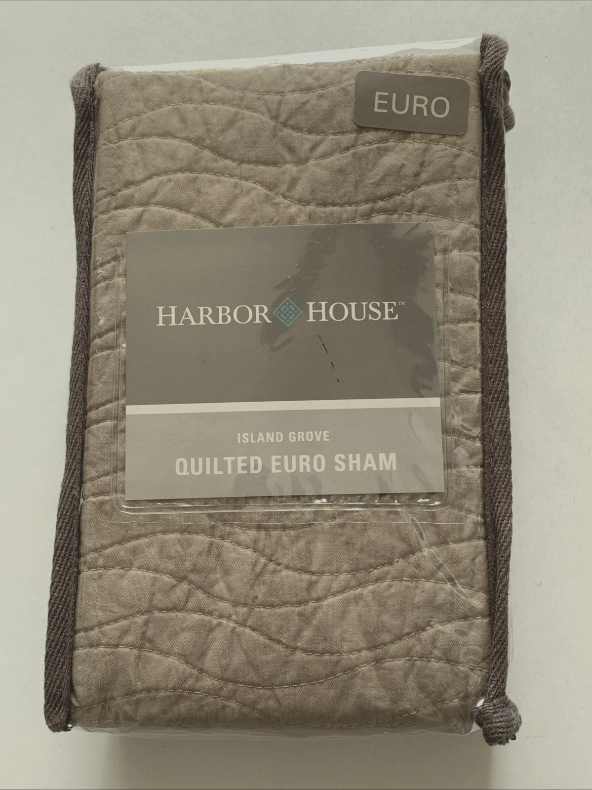 Harbor House Island Grove Quilted Euro Sham Khaki Light Brown 26" x 26" Cotton