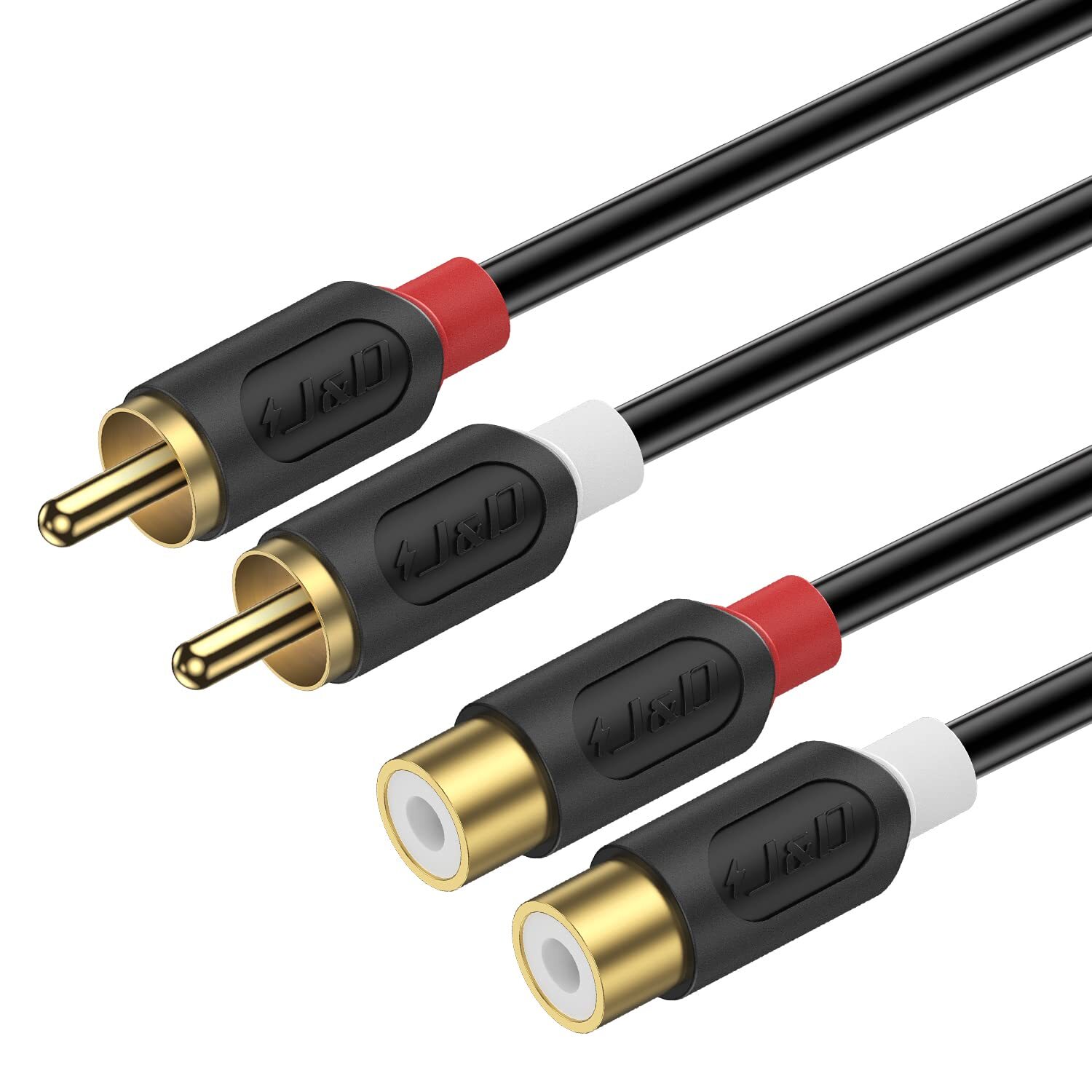 J&D 2 RCA Extension Cable, Cable Gold Plated Audiowave Series 2 6 Feet
