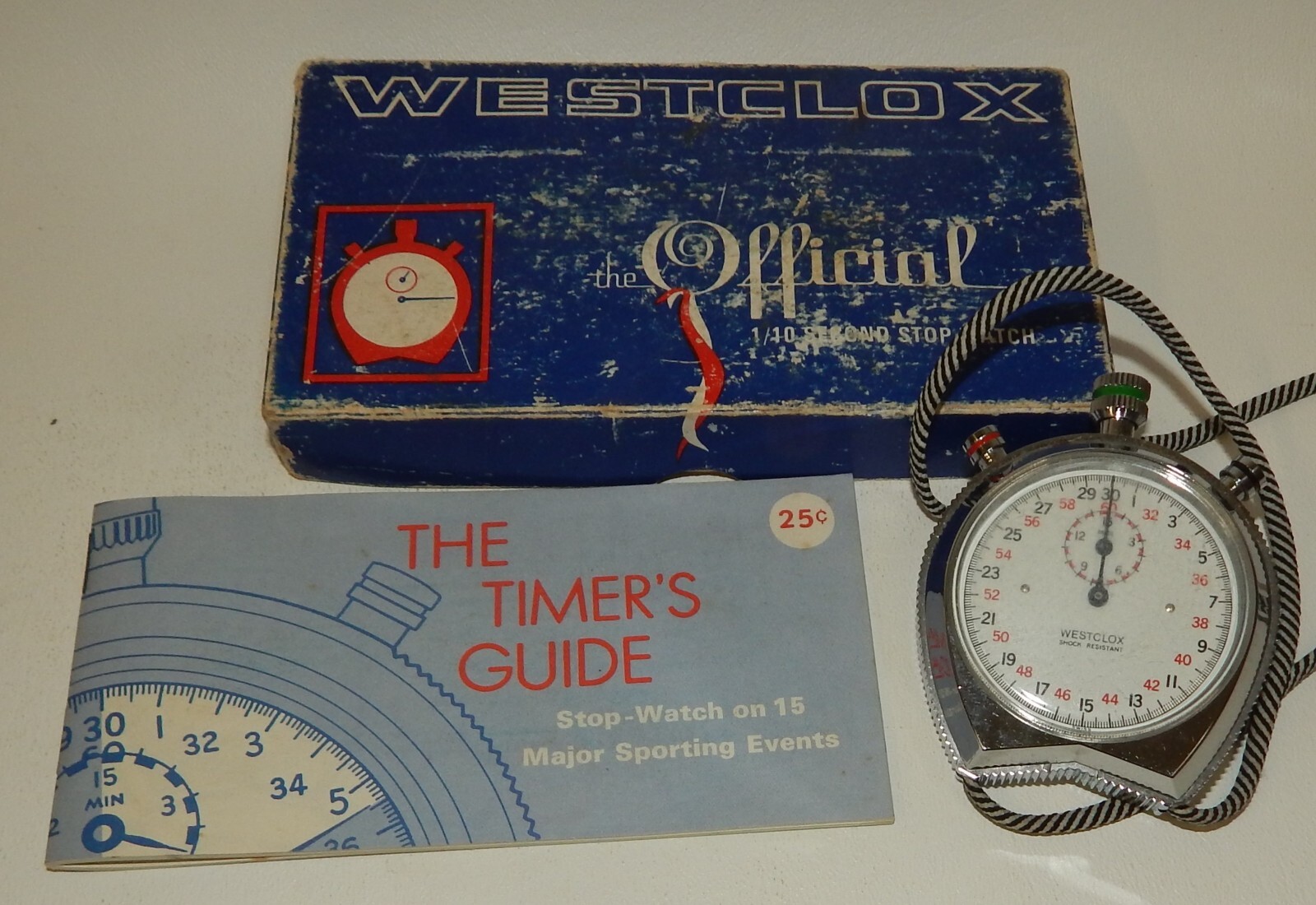 Westclox Official 1/10 Second Stop Watch with Guide in Original Box