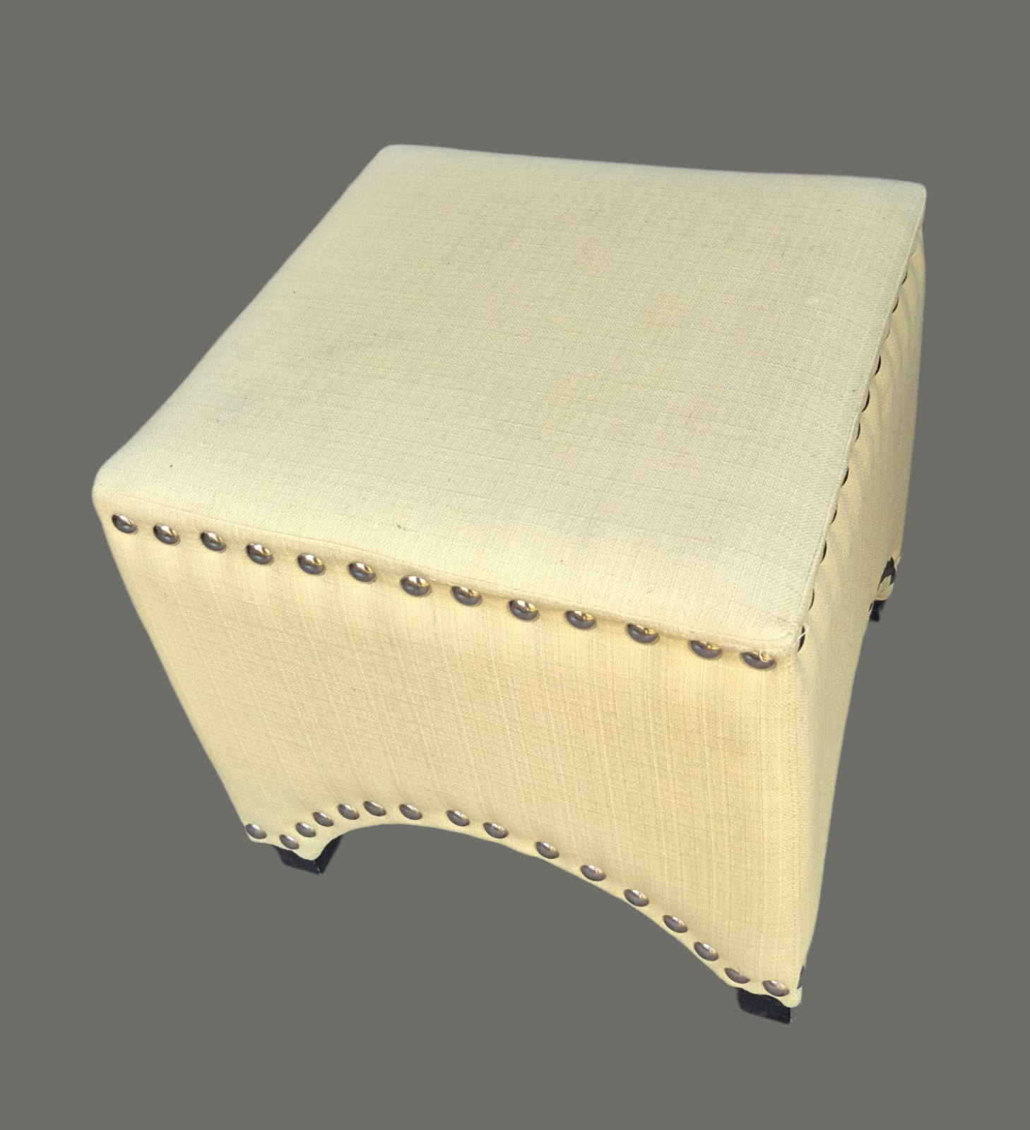 Vintage Yellow Fabric Upholstered Ottoman Stool