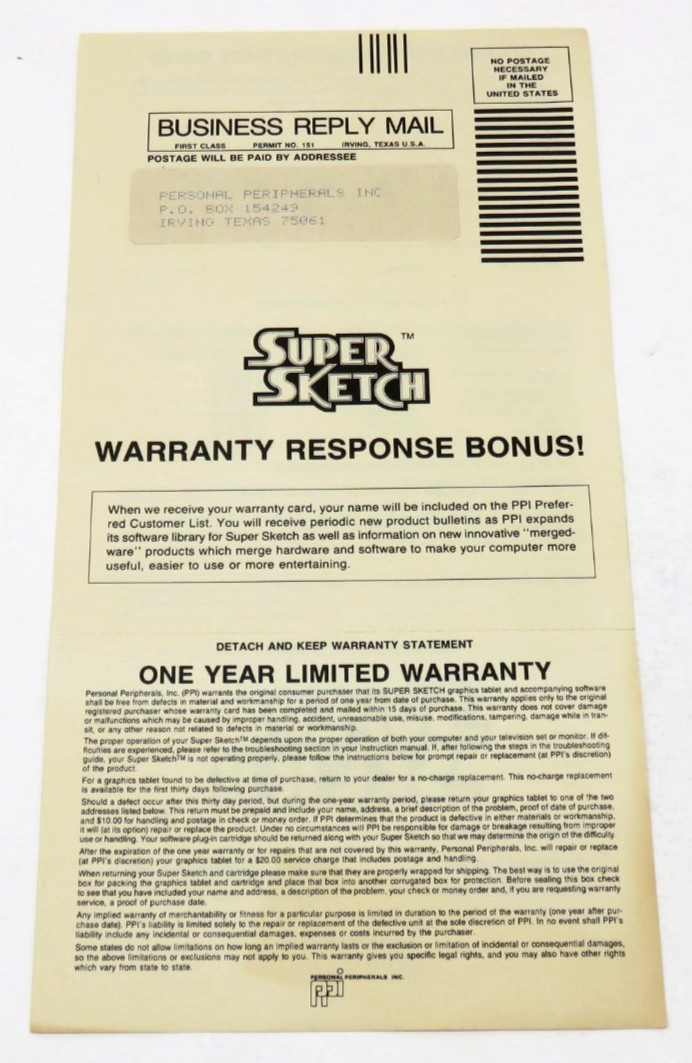 Super Sketch G2300 (1984) for Atari Home Computers Video Graphics #1