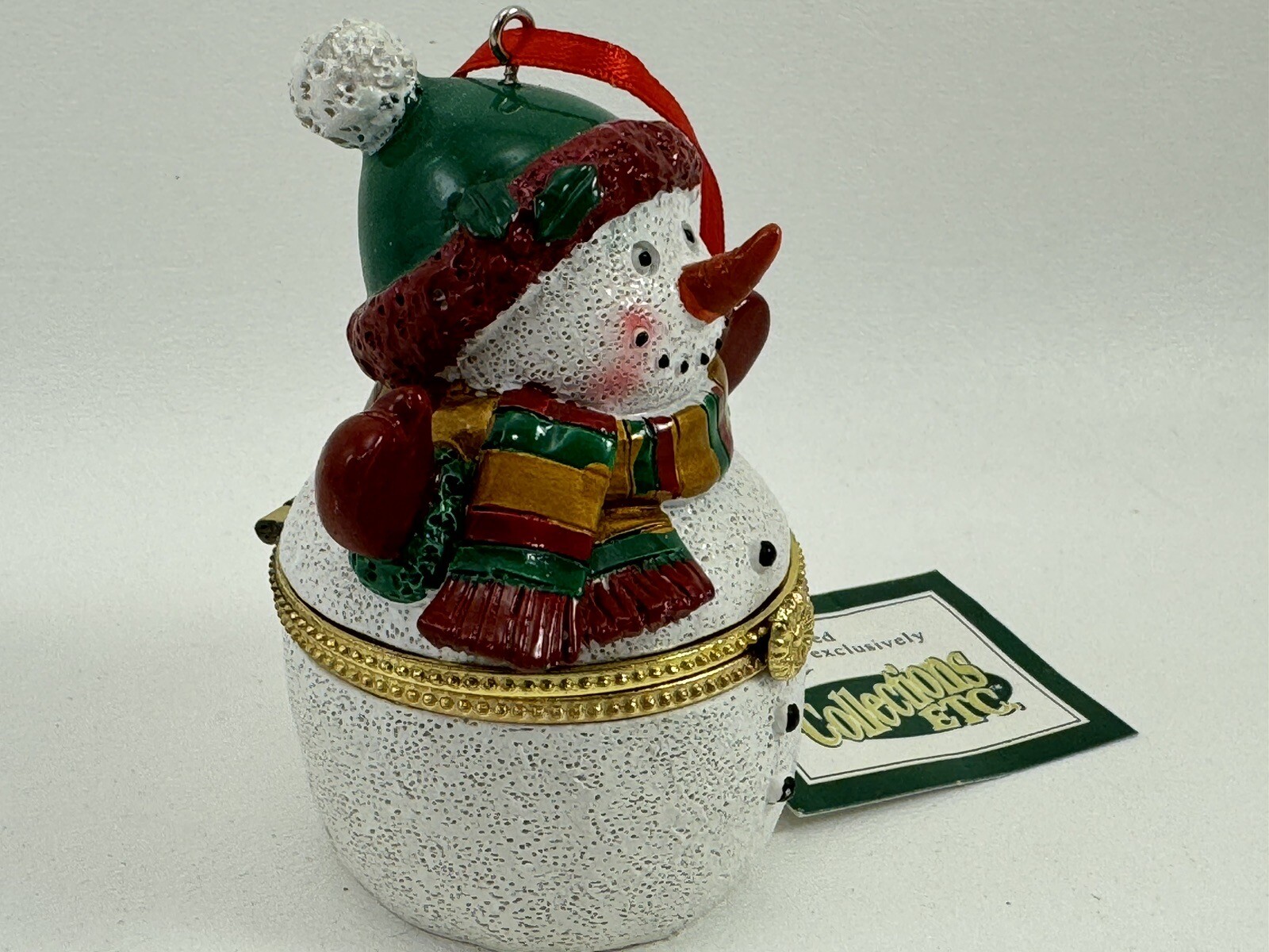 Collections ect. Christmas Hinged Trinket Box Snowman decor