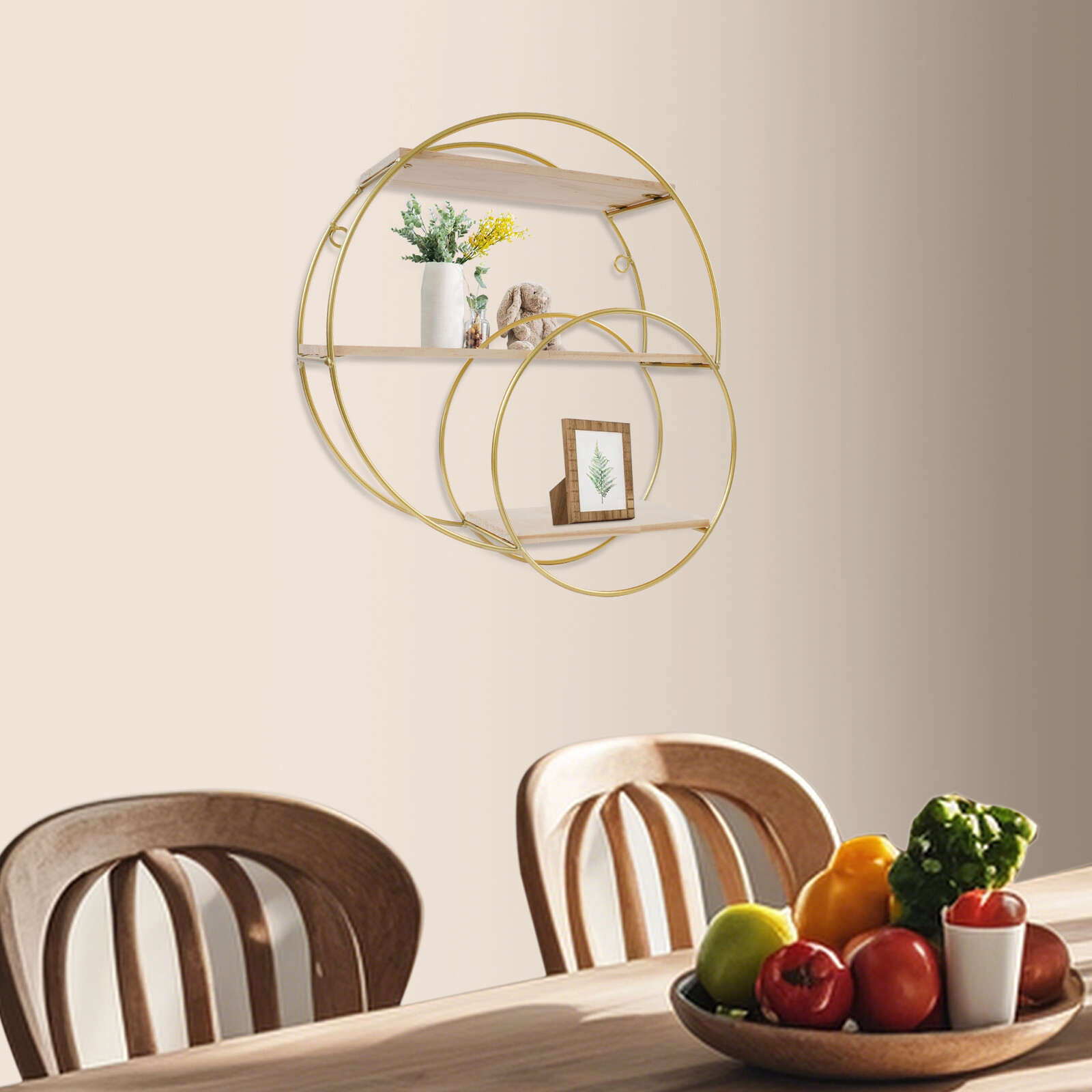 Wall Mounted Circular Storage Rack 10 x 33cm Shelf, 3-tier Storage Display Rack