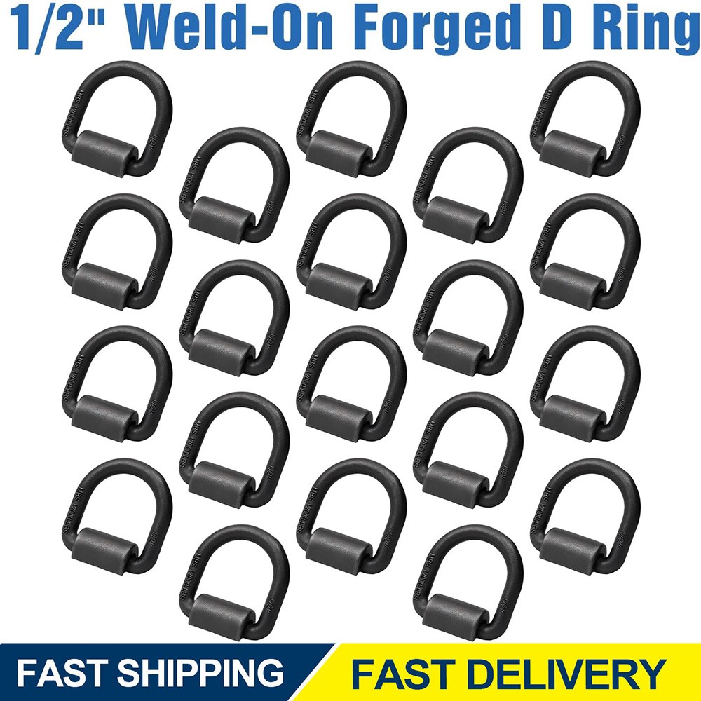 4-20 Pack Heavy Duty 1/2" Weld-On Forged D Ring Flatbed Truck Trailer 12000 Lbs