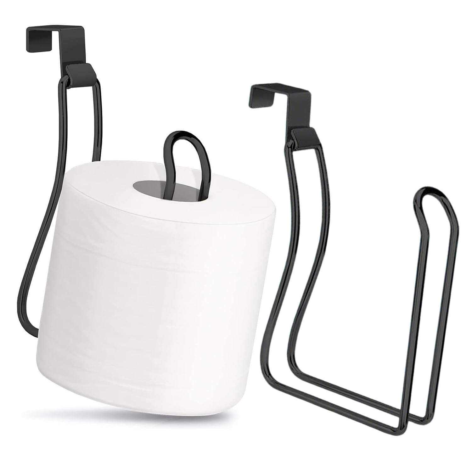 Command Bathroom Toilet Paper Roll Holder,Over The Tank Standard Size, Black