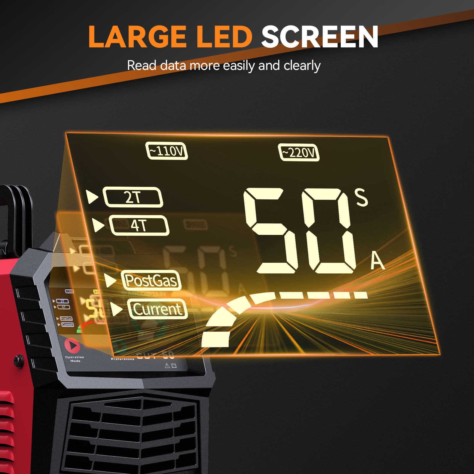 ARCCAPTAIN Plasma Cutter 50A Air Cutting Machine Dual Voltage LED Display IGBT