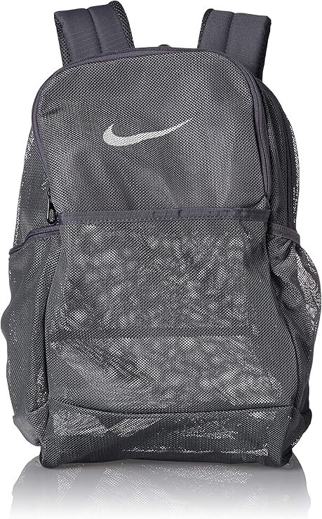 NEW Nike Brasilia Mesh Training Backpack - Gray/white (20" x 14" x 7")