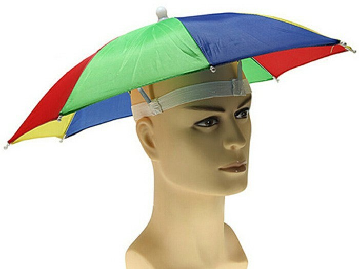 Umbrella Hat Rain Raining Dry Cover Heat Adjustable Colorful Rainbow Folding Cap