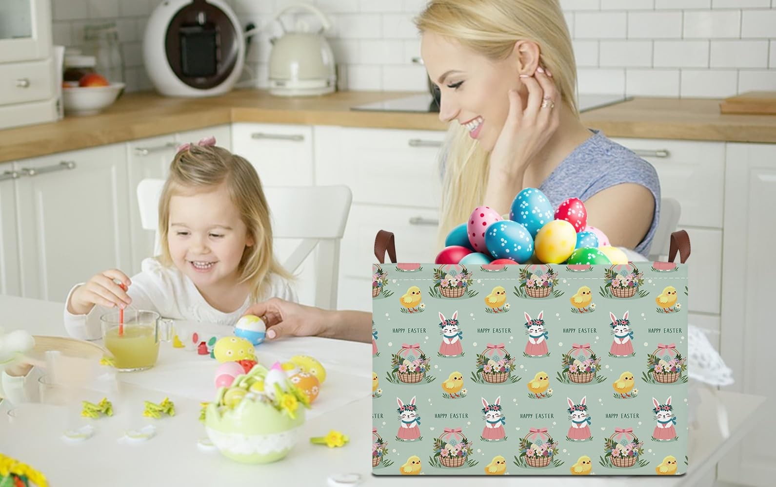 HKEC Rectangle Green Easter Basket Empty,Easter Gift Bakset for Egg Hunting,B...