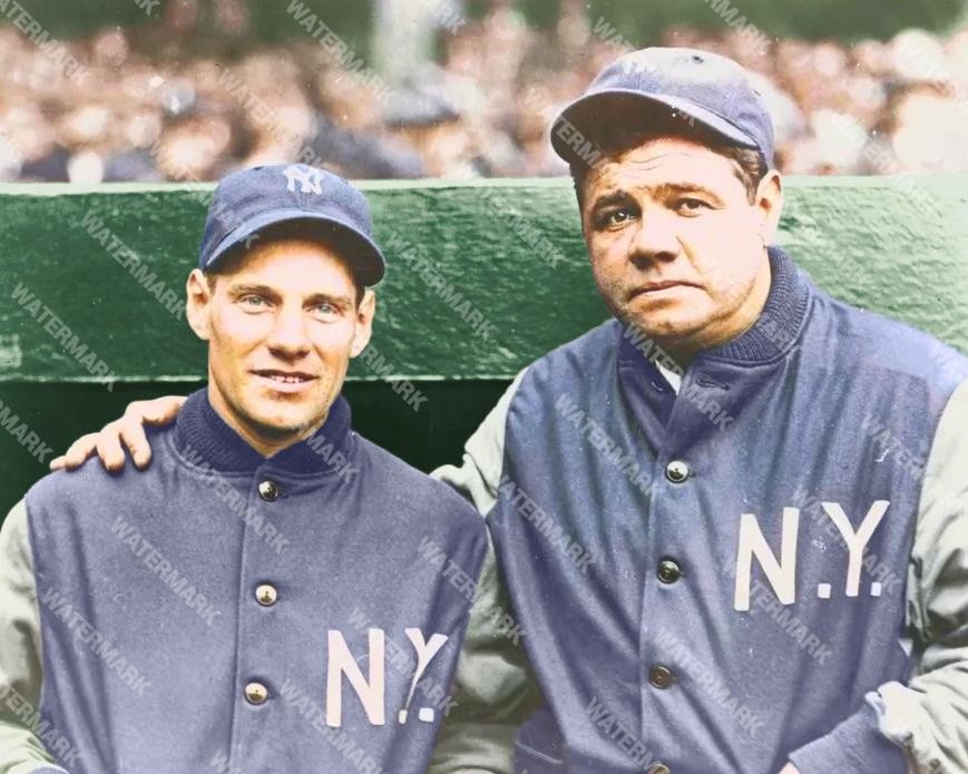 GY27 Babe Ruth - Leo Durocher NY Yankees 8x10 11x14 16x20 Colorized Photo