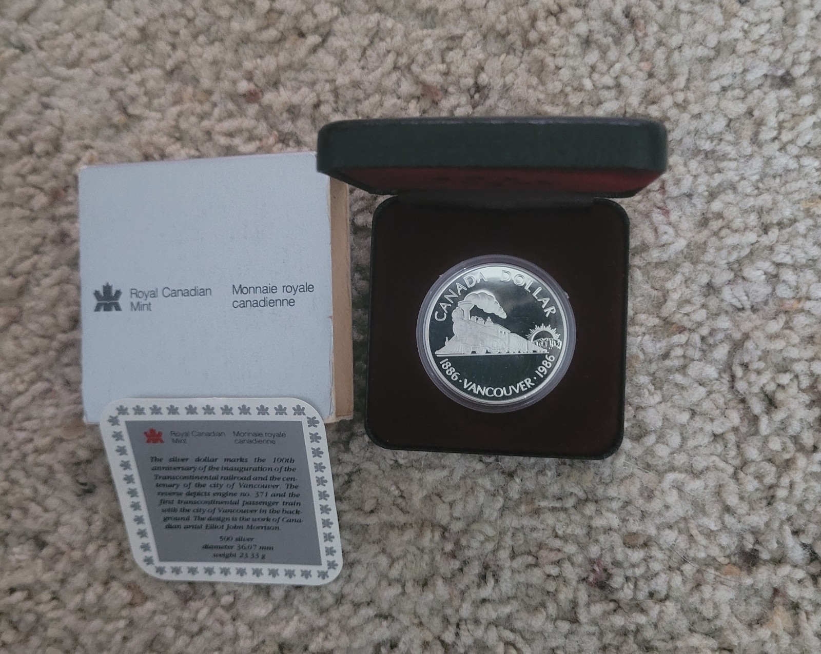 1986 CANADA  VANCOUVER  SILVER  DOLLAR 1886-1986 IN CASE