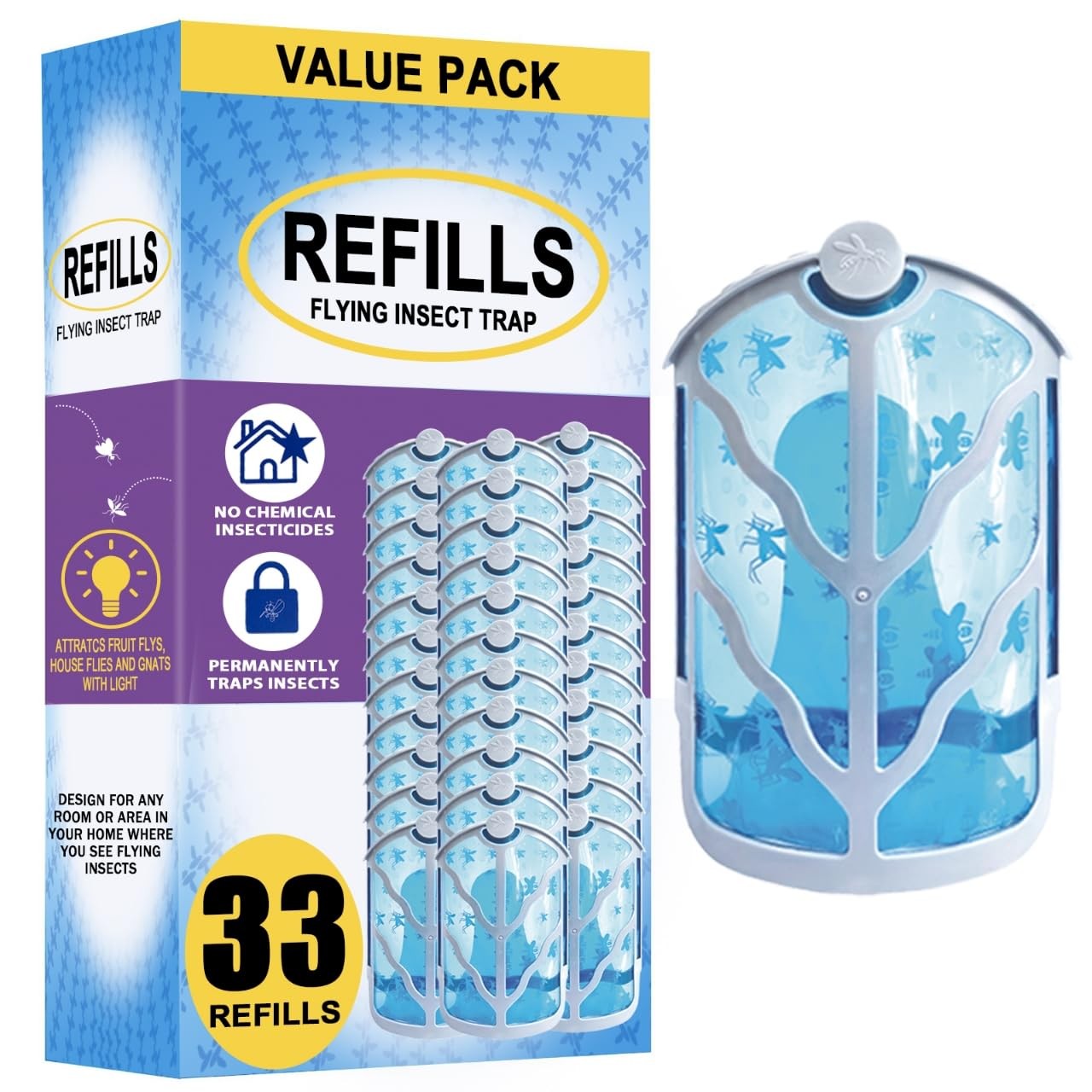 Baimnocm 33 Pack Refills Cartridge Compatible Zevo Flying Insect Trap Refill