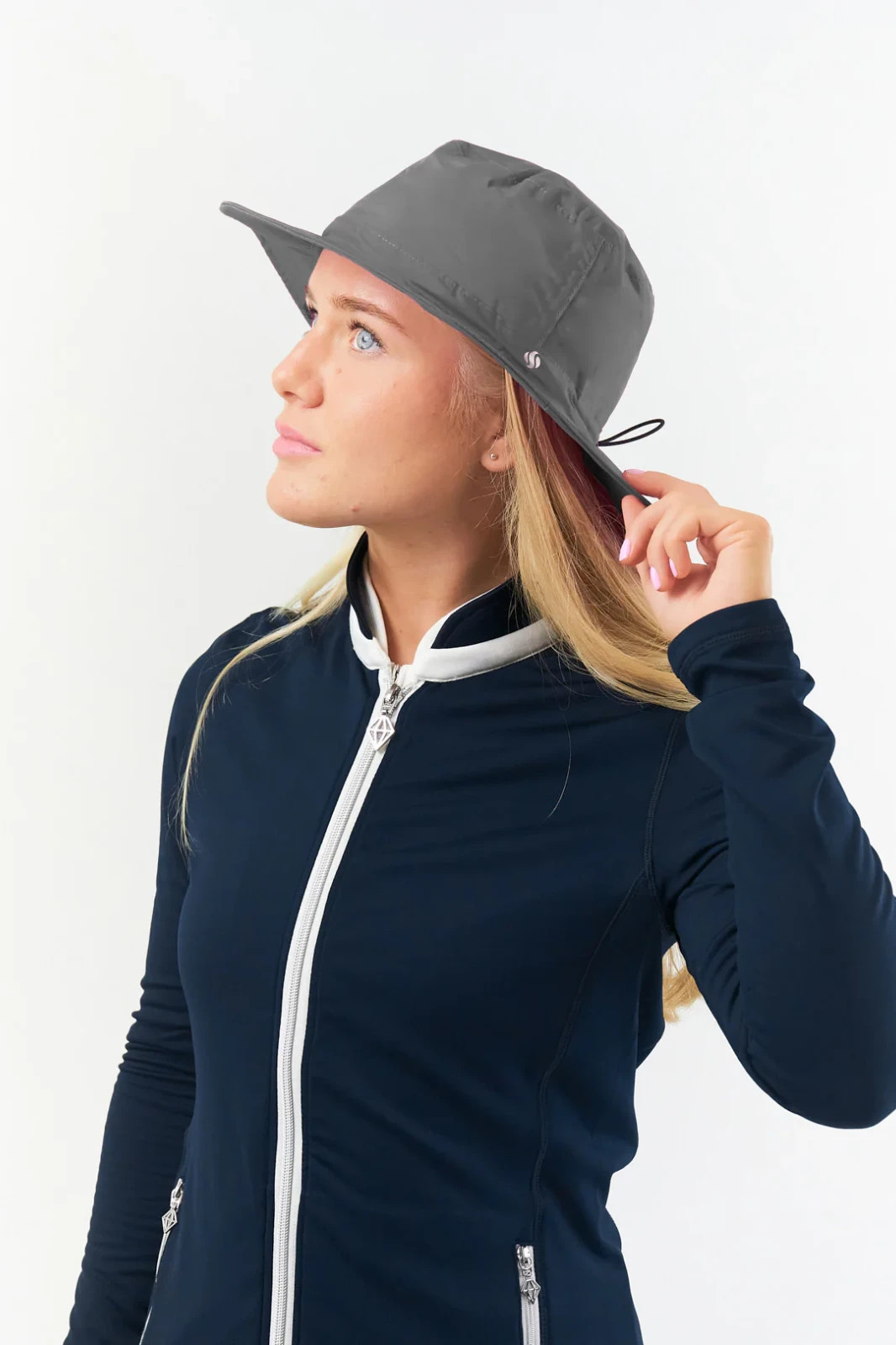 Surprize Shop Ladies Waterproof Golf Rain Hat Mid Grey Toggle Adjust Mesh Lined