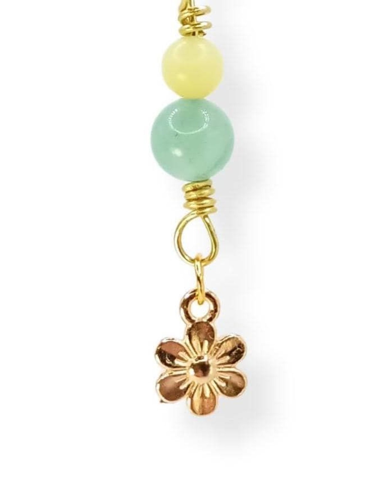 Flower Notebook Charm | Lemon Jade & Aventurine, Gold-Tone | Stitch Marker