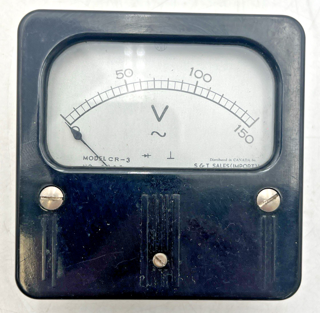 S & T SALES MODEL CR-3 NO. 1205 VOLTMETER 4" X 4" MADE IN JAPAN