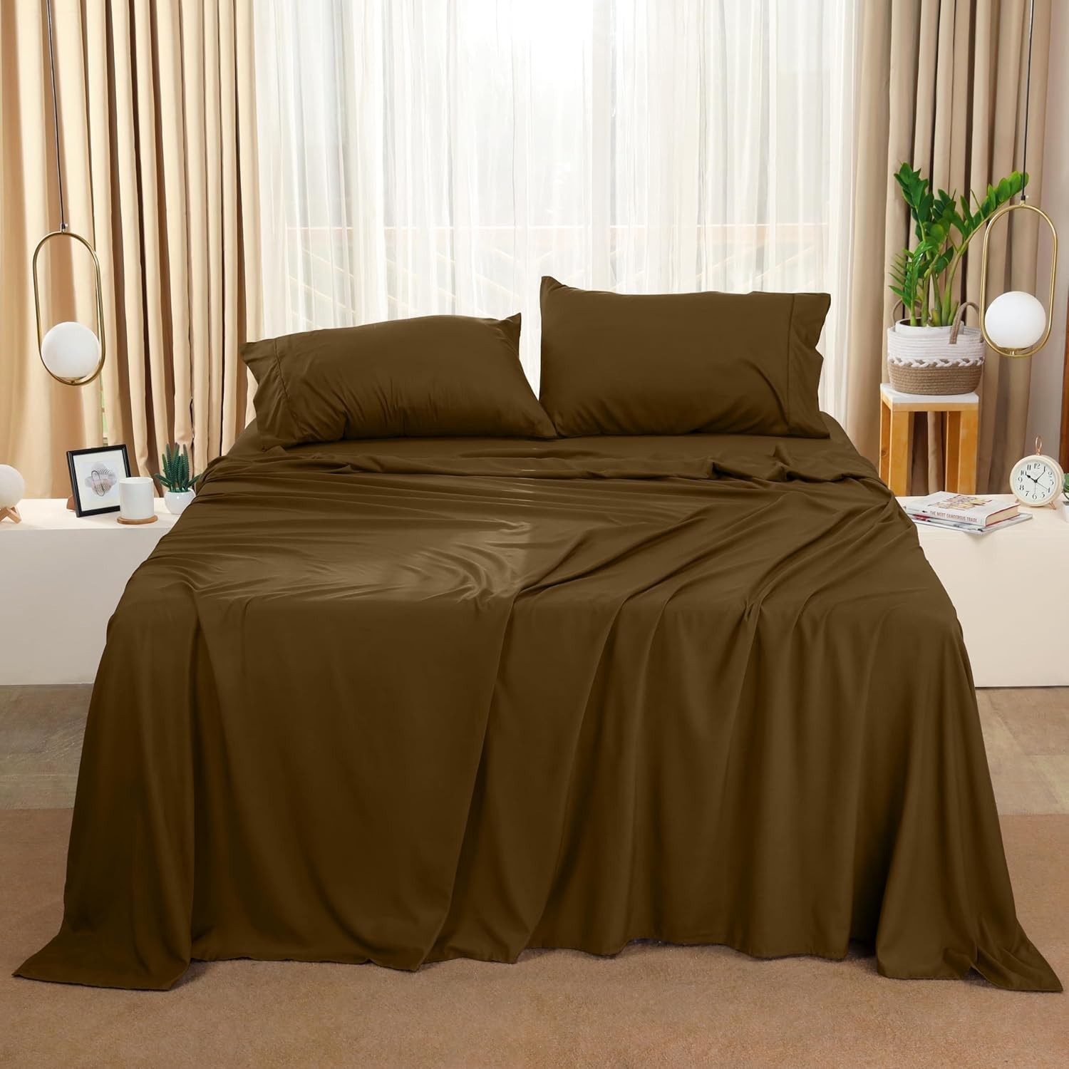 Queen Sheet Set – 4 Piece Bed Sheets for Queen Size Bed, Soft and Breathable ...