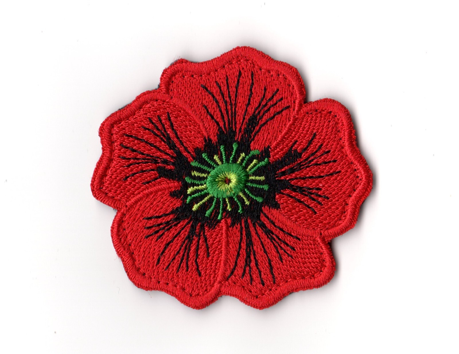 Red Poppy Flower Patch Symbol Memorial Remembrance Veterans Day Badge Emblem