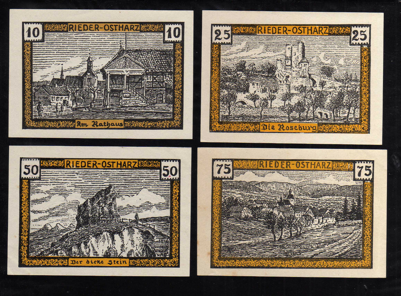 RIEDER - GERMANY NOTGELD -   10, 25, 50, 75 PFENNIG