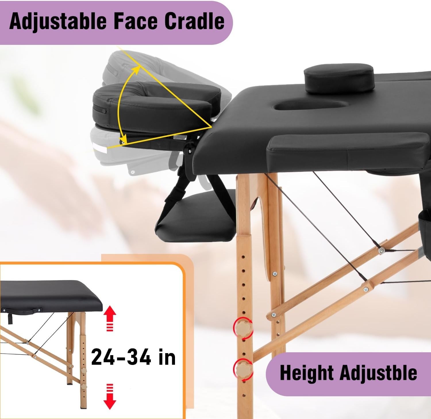 Versatile Massage Table - Height Adjustable and Easy to Store, Ideal Spa Bed